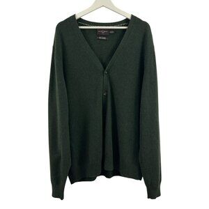 Black Brown Men’s 100% Cashmere Green Button Down Long Sleeve Sweater Size L